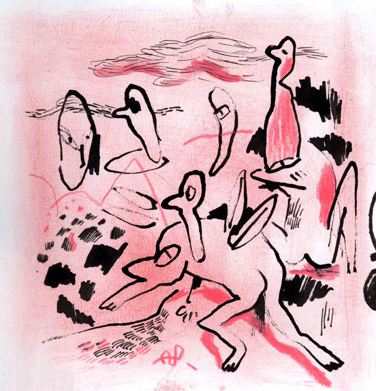 Rot-schwarze Illustration des Künstlers James Beatham